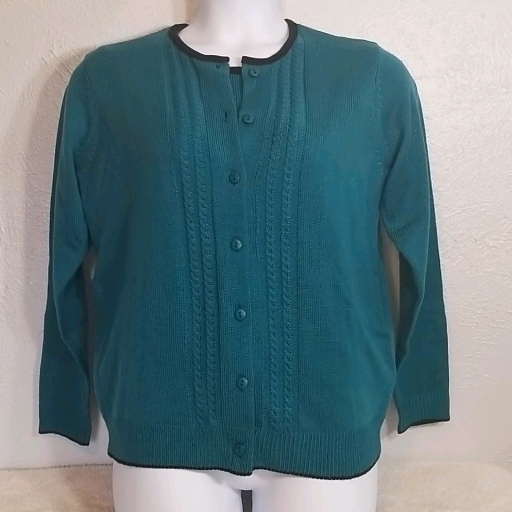 Bedford Fair Cardigan and Sweater Set Teal NWOT
